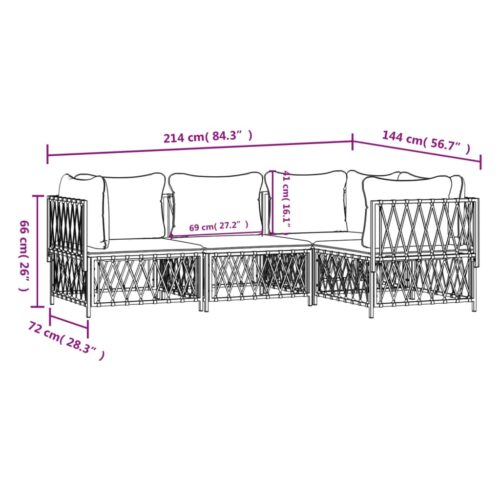 4-Piece Garden Lounge Set with Cushions Anthracite Steel - Image 8