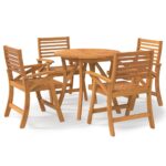 5-Piece Garden Dining Set Wood Timber Outdoor Patio Furniture Acacia
