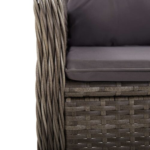 3-Piece Garden Bistro Set Poly Rattan Wicker Outdoor Patio Furniture Grey - Image 7