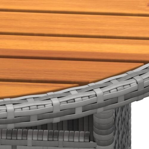 3-Piece Garden Bistro Set Poly Rattan Wicker Outdoor Patio Furniture Grey - Image 9