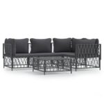 5-Piece Garden Lounge Set with Cushions Anthracite Steel