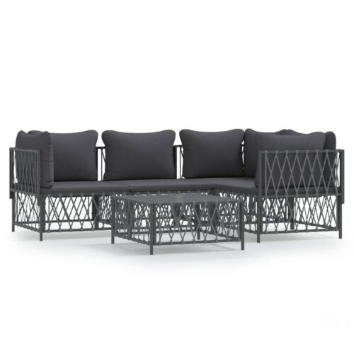 5-Piece Garden Lounge Set with Cushions Anthracite Steel