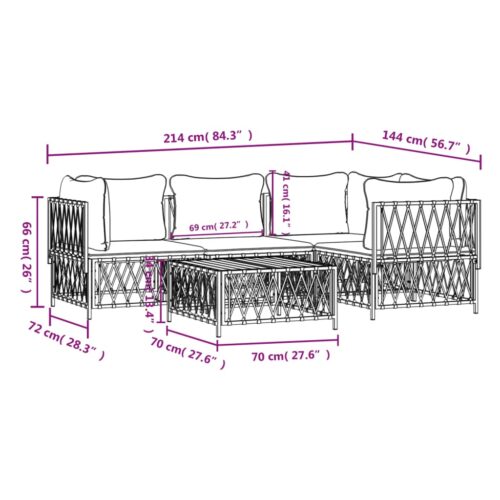 5-Piece Garden Lounge Set with Cushions Anthracite Steel - Image 8