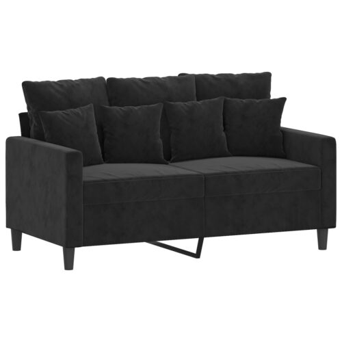3pcs Sofa Ottoman Set 5-Seater Lounge Couch Futon Foot Stool Velvet Fabric Black - Image 3