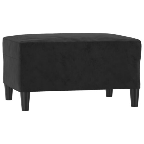 3pcs Sofa Ottoman Set 5-Seater Lounge Couch Futon Foot Stool Velvet Fabric Black - Image 5