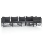 5-Piece Garden Lounge Set with Cushions Anthracite Steel