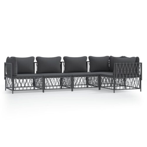 5-Piece Garden Lounge Set with Cushions Anthracite Steel
