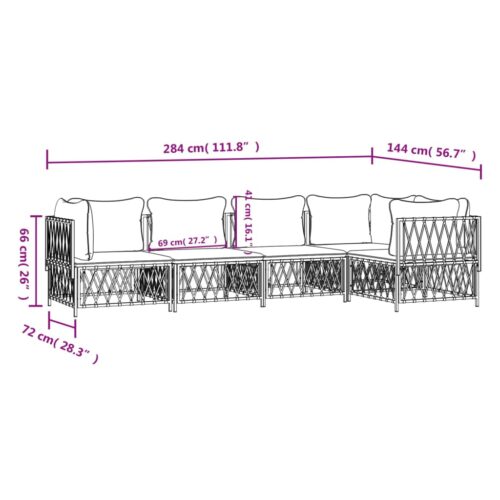 5-Piece Garden Lounge Set with Cushions Anthracite Steel - Image 7