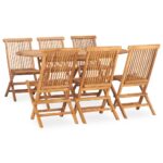 7-Piece Folding Outdoor Dining Set Wood Timber Outdoor Patio Furniture Teak