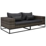 2-Piece Garden Sofa Set with Cushions Poly Rattan Grey