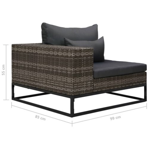 2-Piece Garden Sofa Set with Cushions Poly Rattan Grey - Image 10
