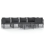 6-Piece Garden Lounge Set Outdoor Patio Sofa Chairs Furniture Anthracite Steel