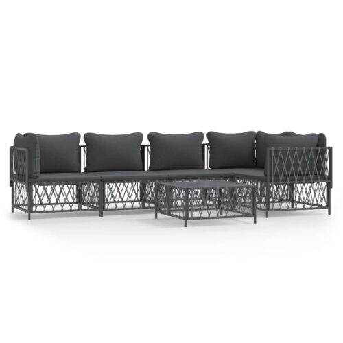 6-Piece Garden Lounge Set Outdoor Patio Sofa Chairs Furniture Anthracite Steel