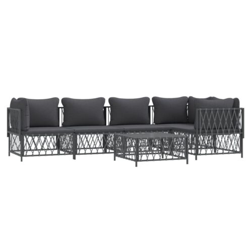 6-Piece Garden Lounge Set Outdoor Patio Sofa Chairs Furniture Anthracite Steel - Image 3