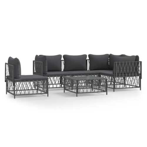6-Piece Garden Lounge Set Outdoor Patio Sofa Chairs Furniture Anthracite Steel