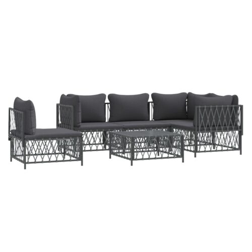 6-Piece Garden Lounge Set Outdoor Patio Sofa Chairs Furniture Anthracite Steel - Image 3