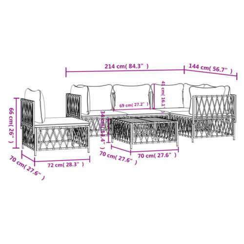 6-Piece Garden Lounge Set Outdoor Patio Sofa Chairs Furniture Anthracite Steel - Image 9