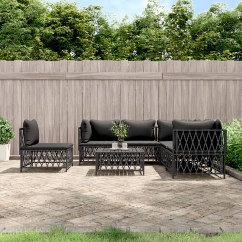 6-Piece Garden Lounge Set Outdoor Patio Sofa Chairs Furniture Anthracite Steel - Image 10