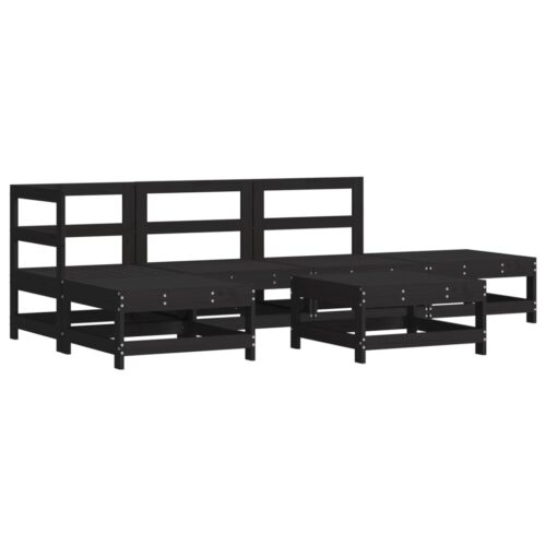 6-Piece Garden Lounge Set with Cushions Black Pine Wood Timber Outdoor Patio Furniture - Image 3