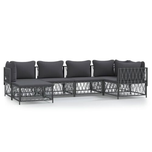 6-Piece Garden Lounge Set with Cushions Anthracite Steel