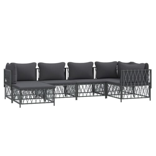 6-Piece Garden Lounge Set with Cushions Anthracite Steel - Image 3