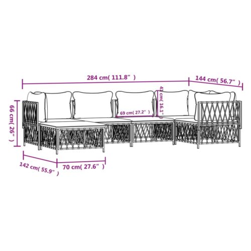 6-Piece Garden Lounge Set with Cushions Anthracite Steel - Image 9