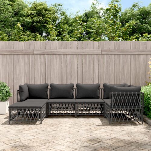 6-Piece Garden Lounge Set with Cushions Anthracite Steel - Image 10