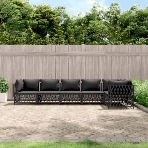 6-Piece Garden Lounge Set with Cushions Anthracite Steel - Image 9