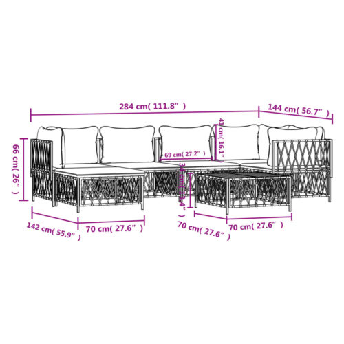 7-Piece Garden Lounge Set with Cushions Anthracite Steel Outdoor Patio Lounge Furniture - Image 10