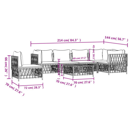 7-Piece Garden Lounge Set with Cushions Anthracite Steel Outdoor Patio Lounge Furniture - Image 9