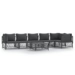 7-Piece Garden Lounge Set with Cushions Anthracite Steel Outdoor Patio Lounge Furniture