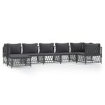 7-Piece Garden Lounge Set with Cushions Anthracite Steel Outdoor Patio Lounge Furniture