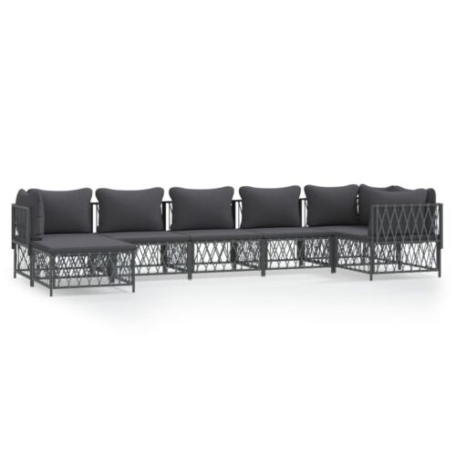 7-Piece Garden Lounge Set with Cushions Anthracite Steel Outdoor Patio Lounge Furniture