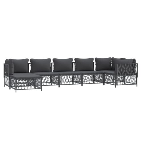 7-Piece Garden Lounge Set with Cushions Anthracite Steel Outdoor Patio Lounge Furniture - Image 3