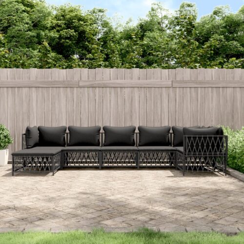 7-Piece Garden Lounge Set with Cushions Anthracite Steel Outdoor Patio Lounge Furniture - Image 10