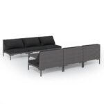 7-Piece Garden Lounge Set with Cushions Poly Rattan Wicker Outdoor Patio Furniture Dark Grey