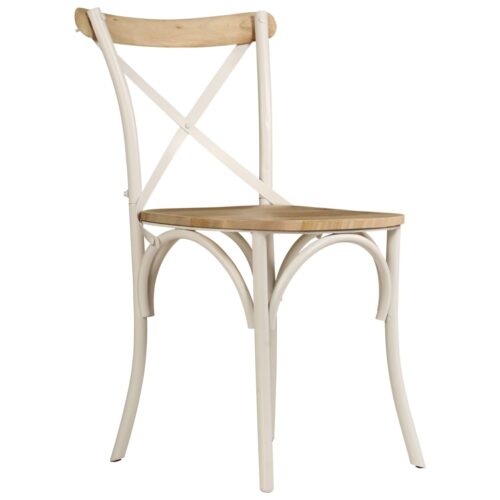 Cross Chairs 6pcs White Solid Mango Wood - Image 3