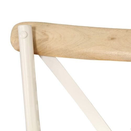 Cross Chairs 6pcs White Solid Mango Wood - Image 7