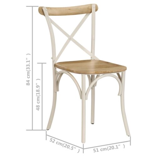 Cross Chairs 6pcs White Solid Mango Wood - Image 11