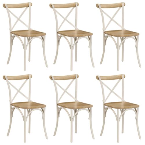 Cross Chairs 6pcs White Solid Mango Wood - Image 12