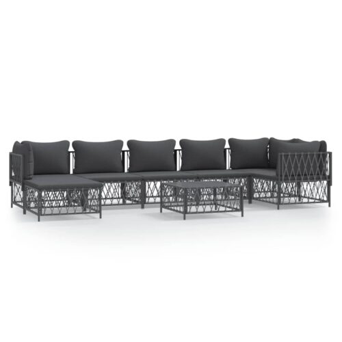 8-Piece Garden Lounge Set with Cushions Anthracite Steel