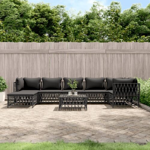8-Piece Garden Lounge Set with Cushions Anthracite Steel - Image 11