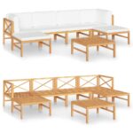 7-Piece Garden Lounge Set with Cream Cushions Acacia Wood Timber Outdoor Patio Furniture