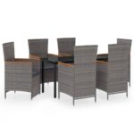 7-Piece Garden Dining Set with Cushions Grey Outdoor Patio Lounge Furniture