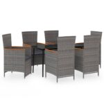 7-Piece Garden Dining Set with Cushions Grey Outdoor Patio Lounge Furniture