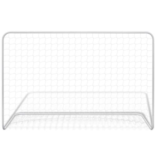 Football Goal with Net 182x61x122cm Steel White - Image 2