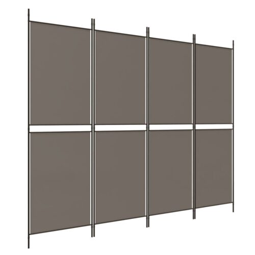 4-Panel Room Divider Folding Privacy Screen Stand Anthracite 200x220cm Fabric - Image 2