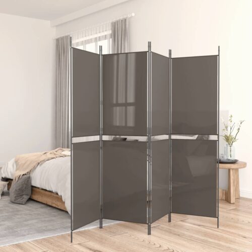 4-Panel Room Divider Folding Privacy Screen Stand Anthracite 200x220cm Fabric - Image 9