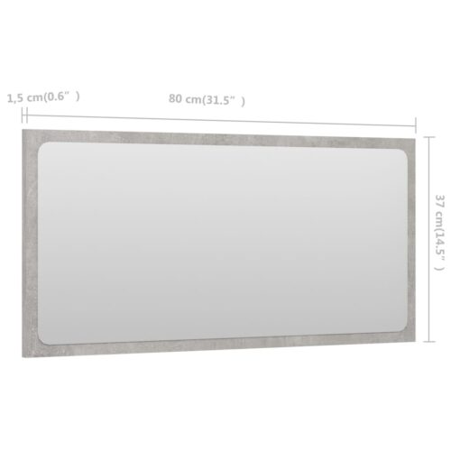 Bathroommirror Concrete Grey 80x1.5x37cm Engineered Wood - Image 5