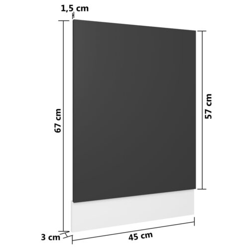Dishwasher Panel Grey 45x3x67cm Engineered Wood - Image 6